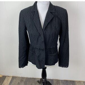 CAbi #5293 Black Eyelet Flamingo business jacket. Size 12. Like new condition.